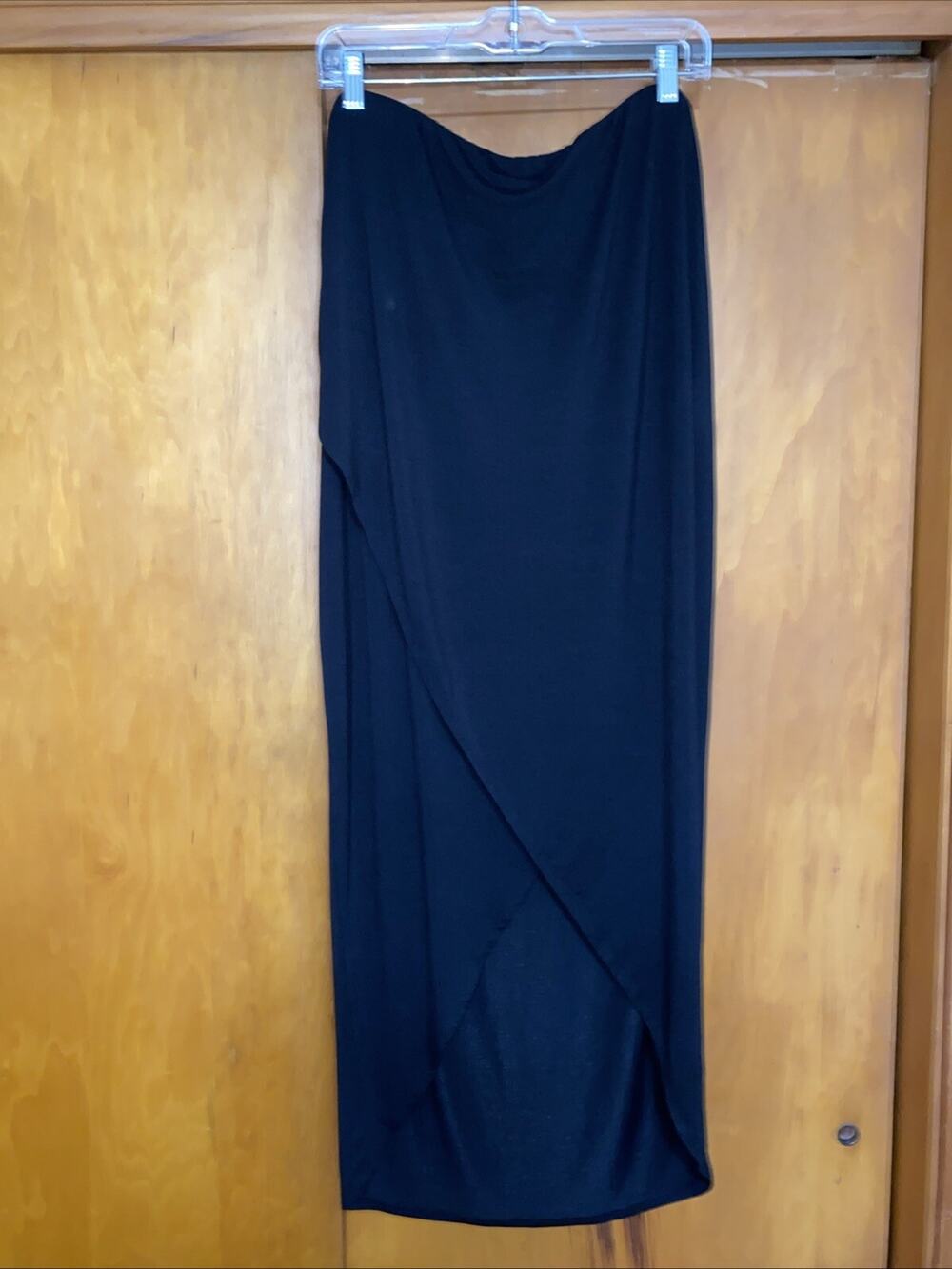 Mossimo Black Jersey Knit Skirt Elastic Waist Pull On Drape Front - XXL